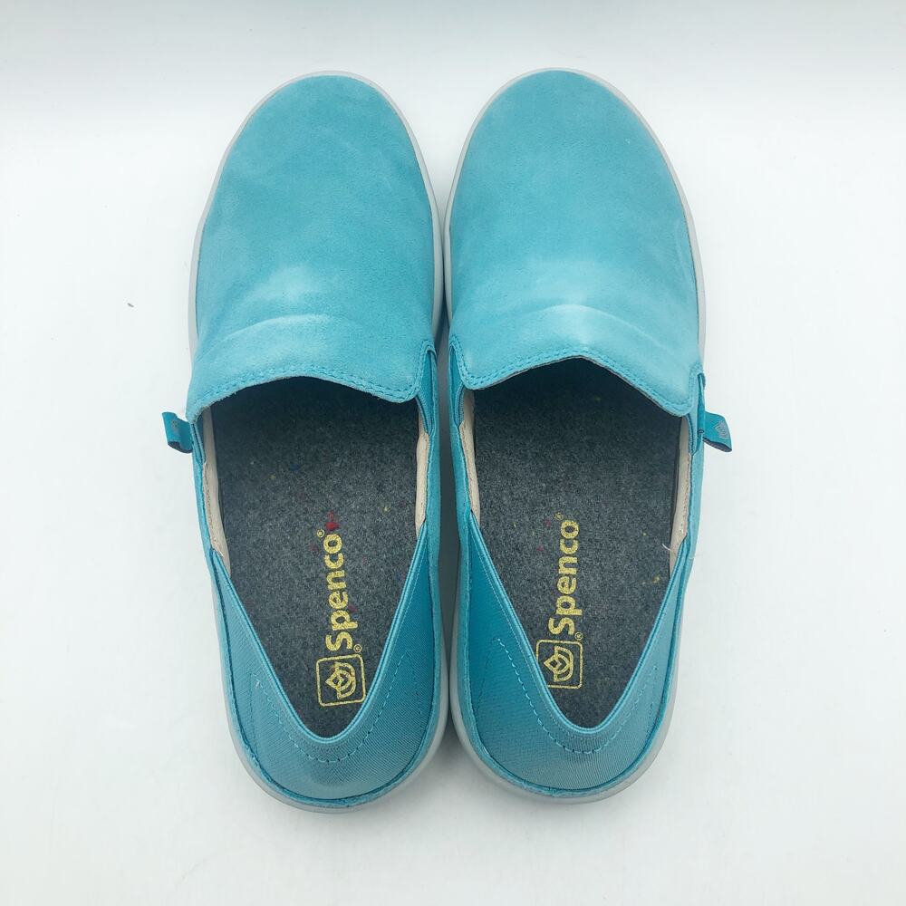 Spenco Womens Saylor Slip On Sneakers Size 7 Aqua Sea Blue Leather APMA NIB - Picture 8 of 11